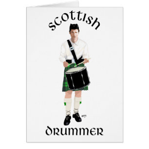 Cartão Baterista Escocês - Kilt Verde