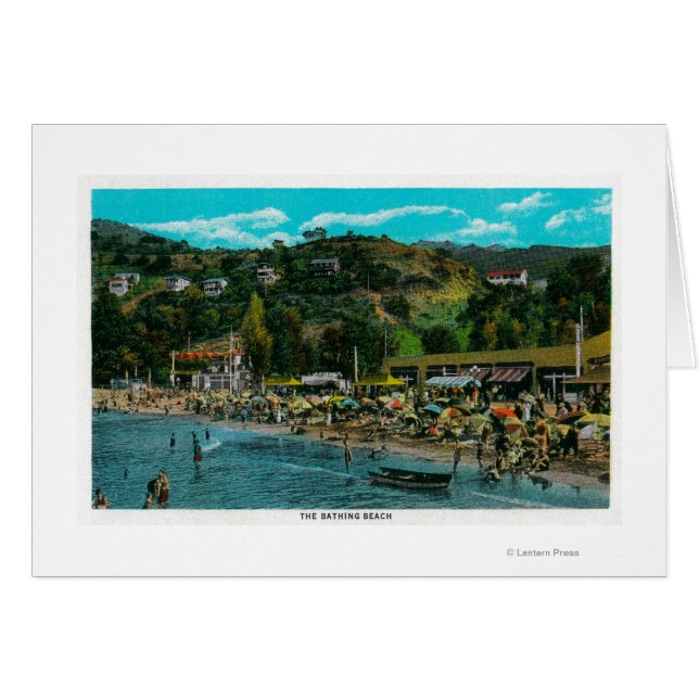 Cartão Bathing Beach em Avalon, Ilha Catalina (Frente Horizontal)