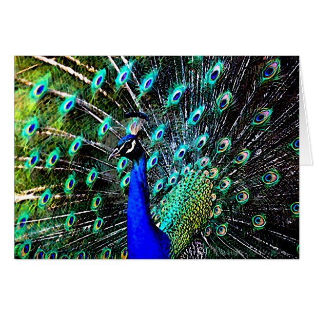 Cartão Batik 2 do pavão (cartão vazio) (Frente Horizontal)