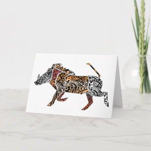Cartão Batik Style Warthog Birthday Card