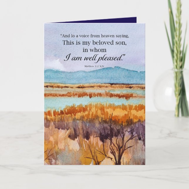 Cartão Batismo Parabéns Bíblia Matthew Desert (Frente)