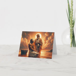 Cartão Batismo personalizado-Jesus sendo batizado por Joh