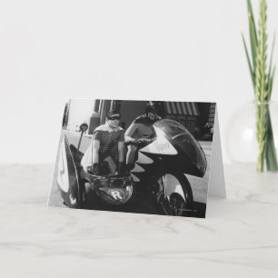 Cartão Batman and Robin in Batcycle