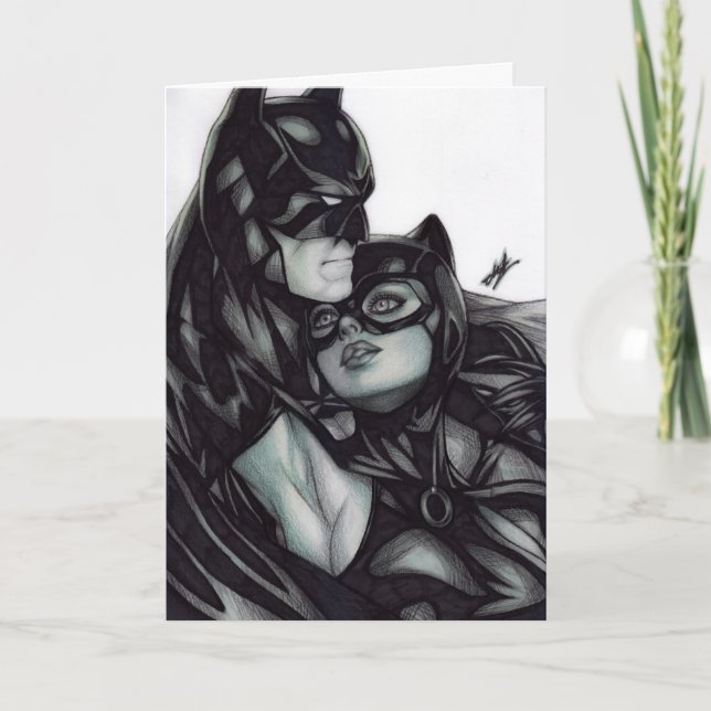 Cartão Batman & Catwoman ~ Bruce wayne & Selina Kyle (Frente)