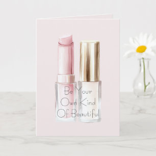 Cartão Batom Rosa Branco Polonês de Unhas Marfim