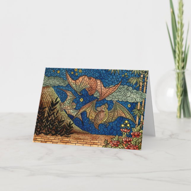 Cartão Bats Japanese Window Design (Frente)