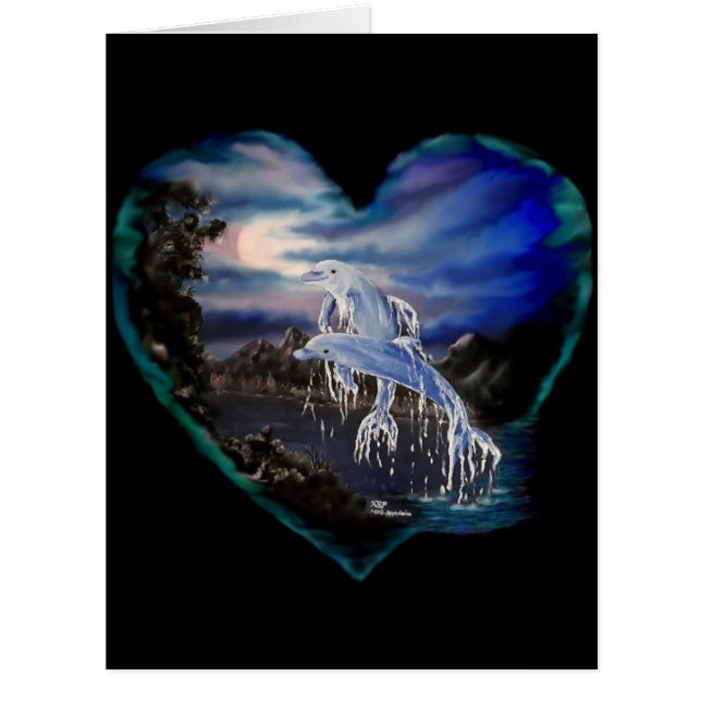 Cartão Bay at Night, Dolphin Love Card (Frente)
