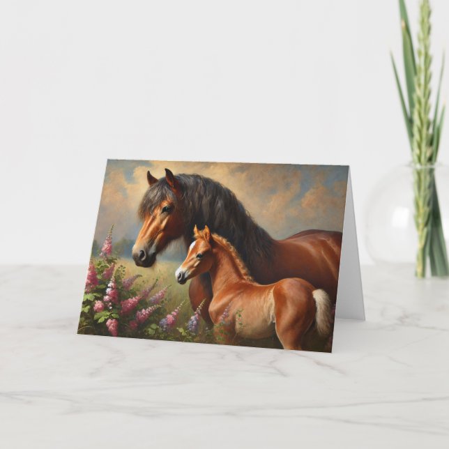 Cartão Bay Mare com uma pintura de flores selvagens de Fo (Frente)