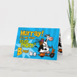 Cartão bd scooter cow - step mom<br><div class="desc">Send your step mom a moo-velous birthday card this year - "Hurray it's my dear step mom's Bday!" relationship specific birthday greeting card. Inside text "Hope you're not 'two tired' to celebrate!"</div>