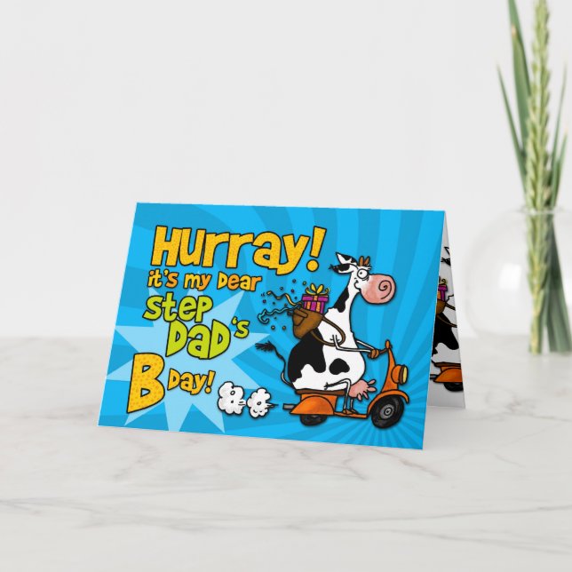 Cartão bd vaca patinete - pai do degrau (Frente)