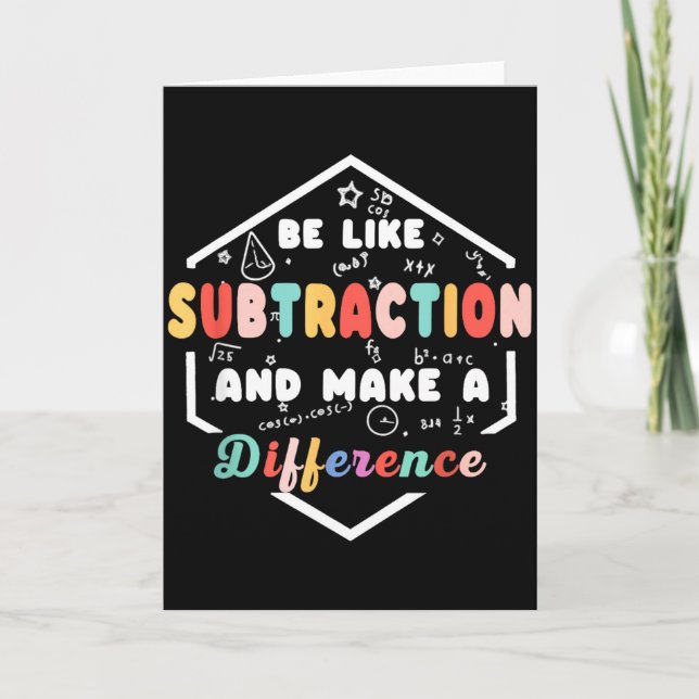Cartão Be Like Subtraction Math Quote Chalkboard Teacher  (Frente)