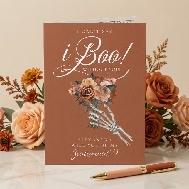 Cartão Be My Bridesmaid? Gothic Skeleton Floral Bouquet (Be My Bridesmaid? Gothic Skeleton Floral Bouquet Card)