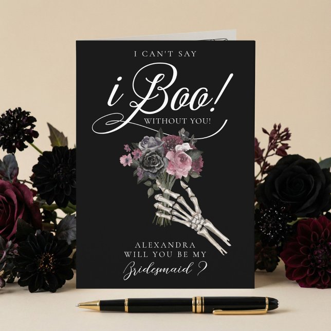 Cartão Be My Bridesmaid? Gothic Skeleton Floral Bouquet (Be My Bridesmaid? Gothic Skeleton Floral Bouquet Card)