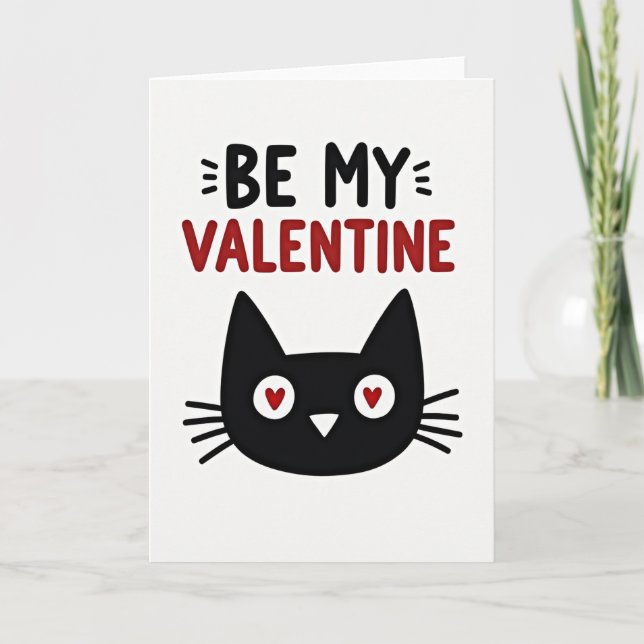 Cartão Be My Valentine Cat Card (Frente)