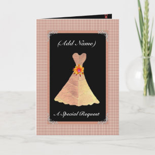 Cartão Be My Wedding Reader  GOLD Leaf Dress & Plaid Trim
