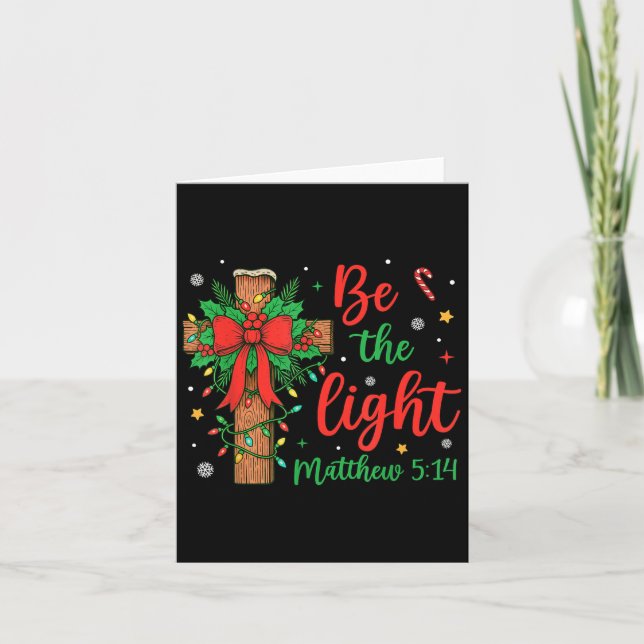 Cartão Be The Light Christian Christmas Cross Bow Floral  (Frente)