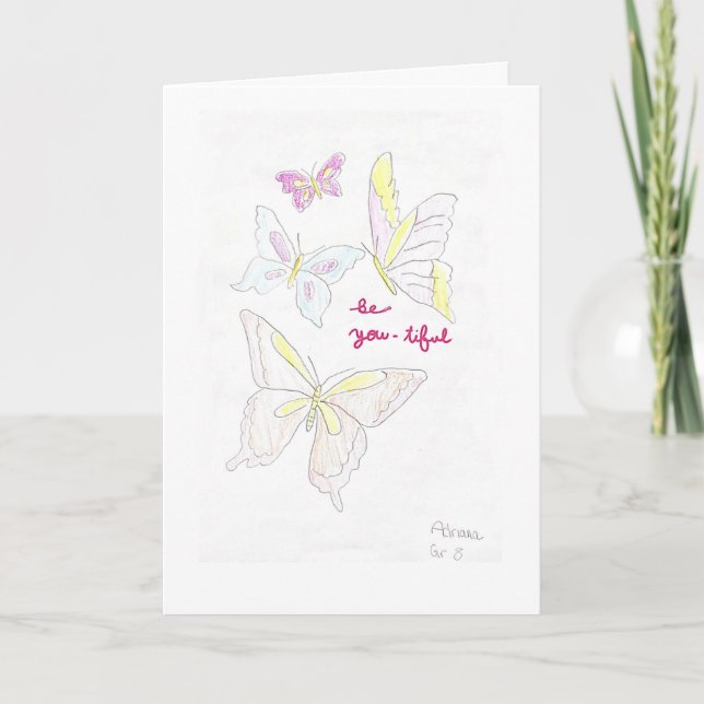Cartão "Be-you-tiful" Folded Greeting Card (Frente)