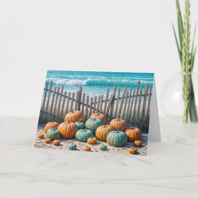 Cartão Beach Birthday Pumpkins (Frente)