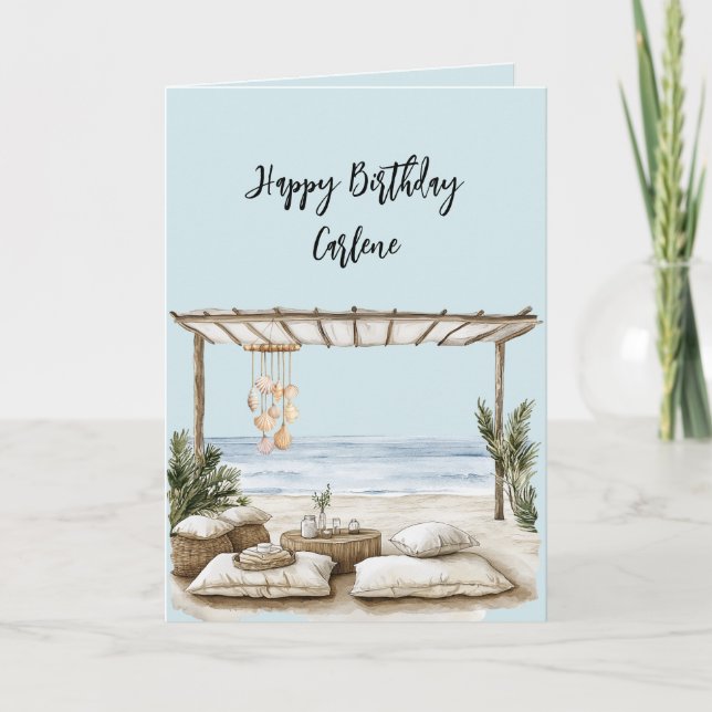 Cartão Beach Coast Ocean Sea Shells Birthday (Frente)