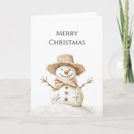 Cartão Beach Coast Snowman Christmas
