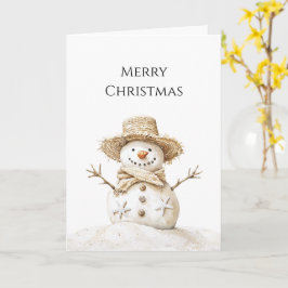 Cartão Beach Coast Snowman Christmas