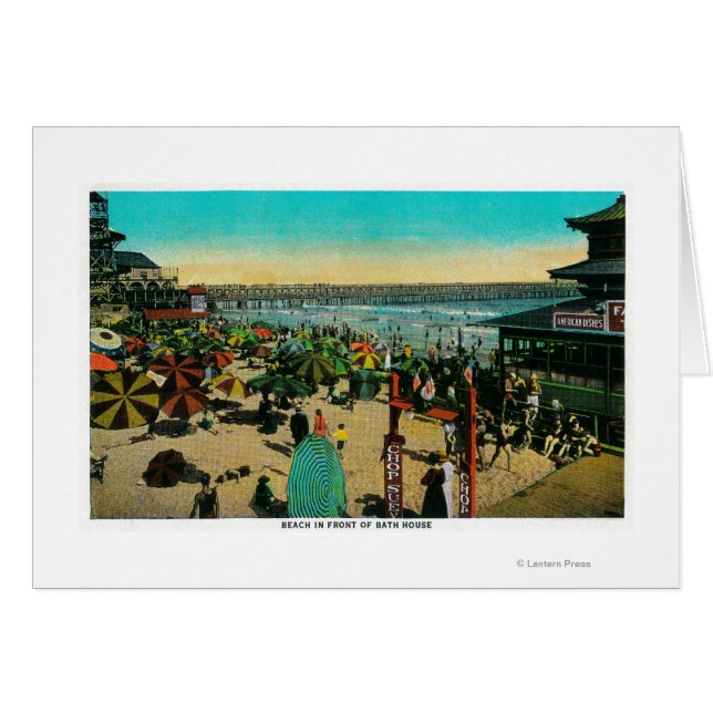 Cartão Beach e Bath House, Long BeachLong Beach, CA (Frente Horizontal)