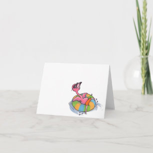 Cartão Beach Flamingo Tubing Notecard