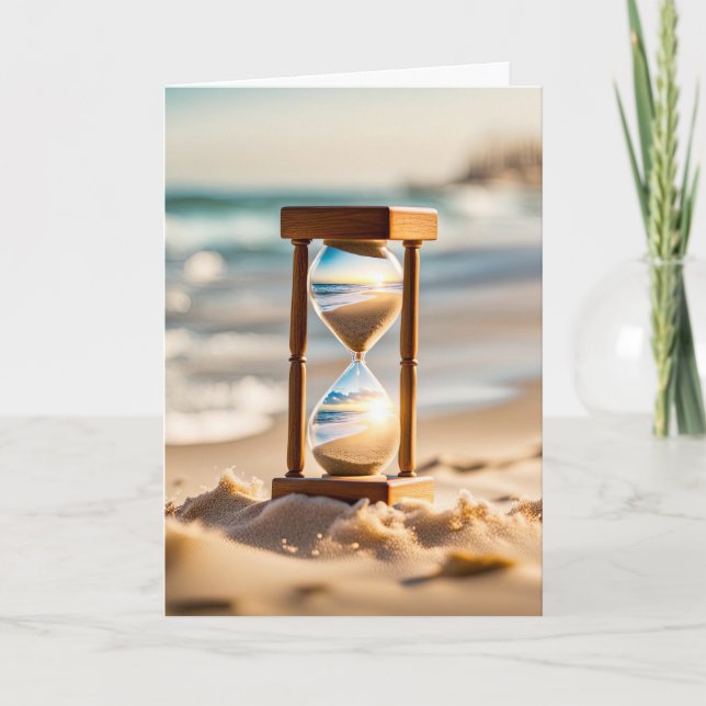 Cartão Beach Hourglass Birthday (Frente)