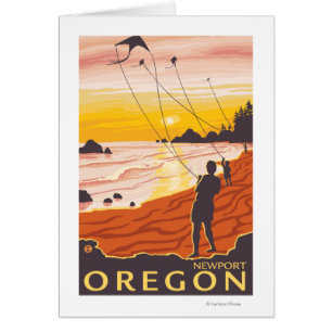 Cartão Beach & Kites - Newport, Oregon