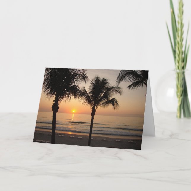 Cartão Beach Sunset Ocean Blank Photography Greeting Card (Frente)