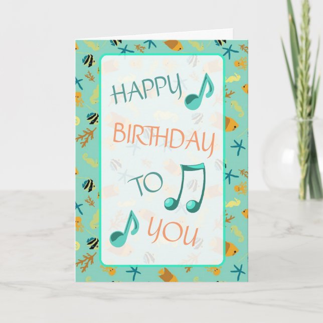 Cartão Beachy Themed Happy Birthday Card (Frente)