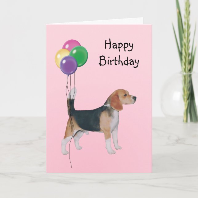 Cartão Beagle, Birthday Balloons (Frente)