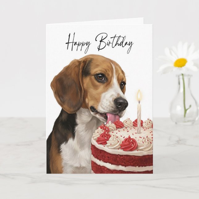 Cartão Beagle Birthday Cake Inspector (Planta pequena)