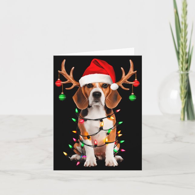 Cartão Beagle Christmas Tree Shirt Beagle Santa Hat Lover (Frente)