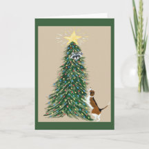 Beagle Com Guaxinim na Árvore de Natal