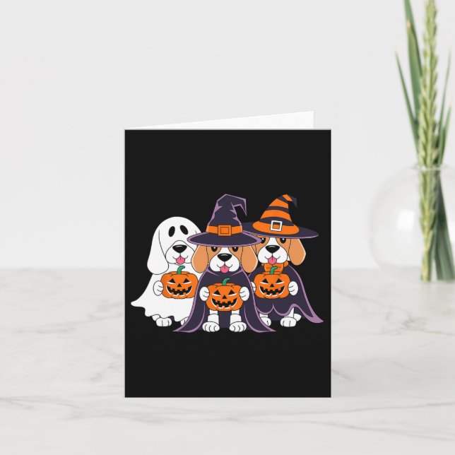 Cartão Beagle Ghost Pumpkin Halloween Design Para Amor De (Frente)