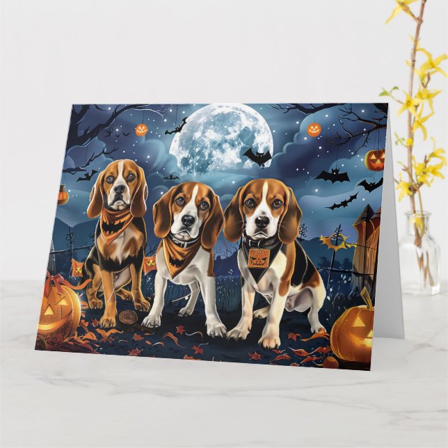 Cartão Beagle Halloween Spooky (Flor Amarela)