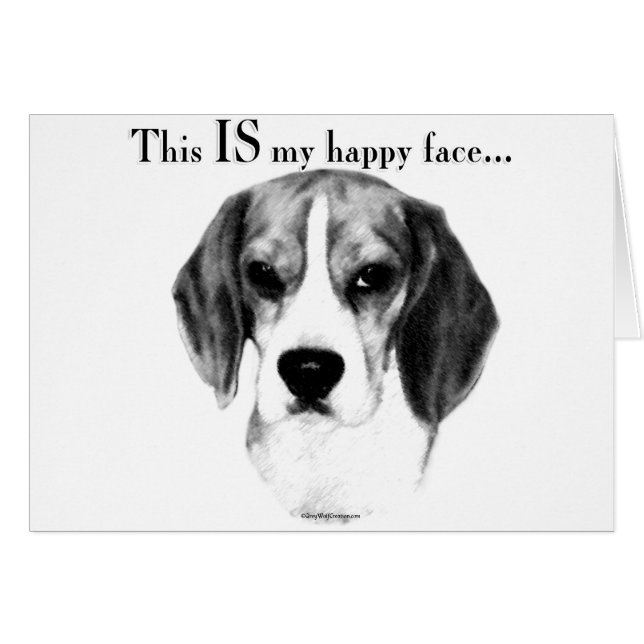 Cartão Beagle Happy Face (Frente Horizontal)