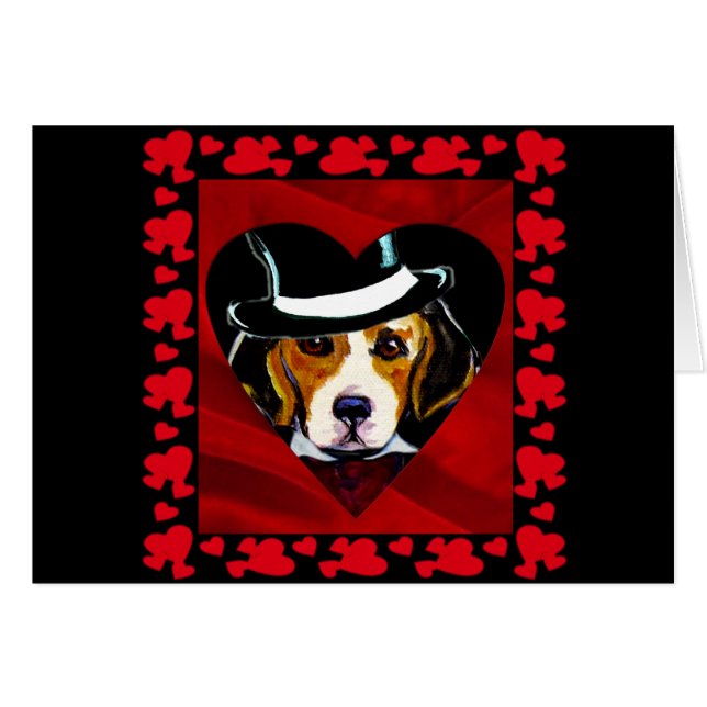 Cartão Beagle Hearts (Frente Horizontal)