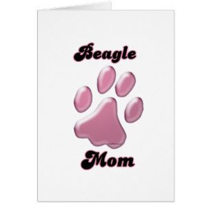 Cartão Beagle Mãe Pawprint Rosa