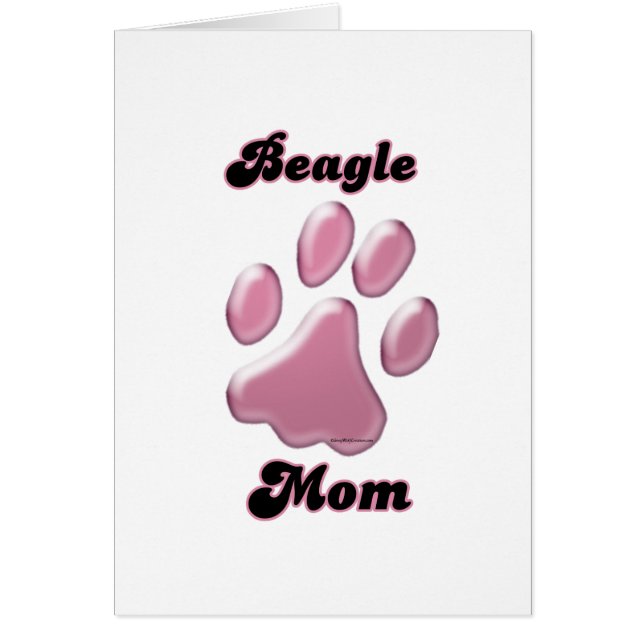 Cartão Beagle Mãe Pawprint Rosa (Frente)