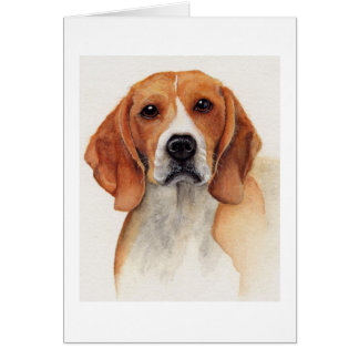 Cartão Beagle Pintado em Aquarela
