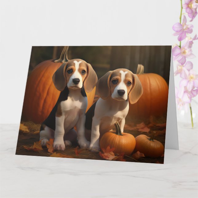 Cartão Beagle Puppy Autumn Delight Pumpkin (Orquídea)