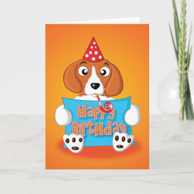 Cartão beagle - sinal - feliz aniversário (Frente)