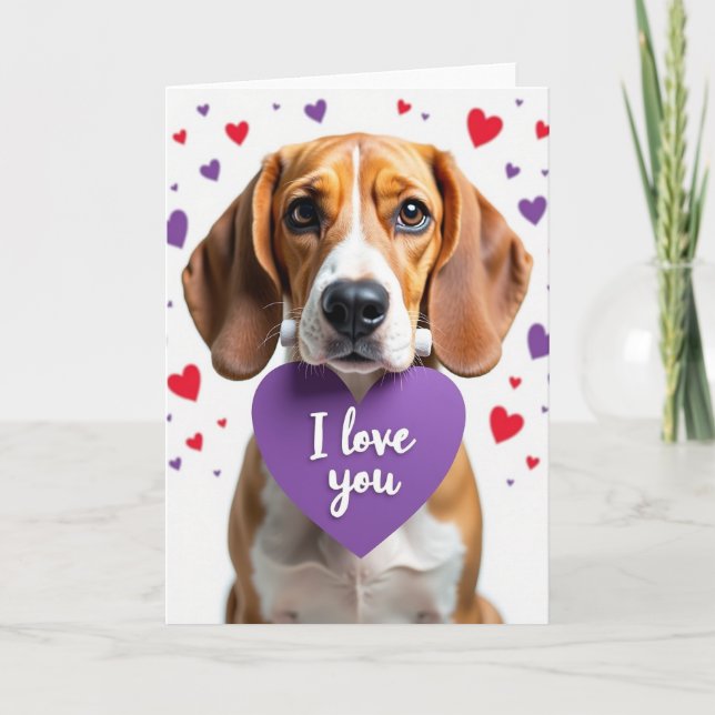 Cartão Beagle Valentine I Love You Card (Frente)