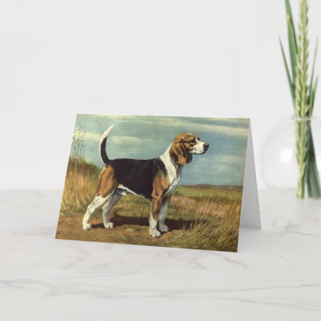 Cartão Beagle Vintage Greeting Card (Frente)
