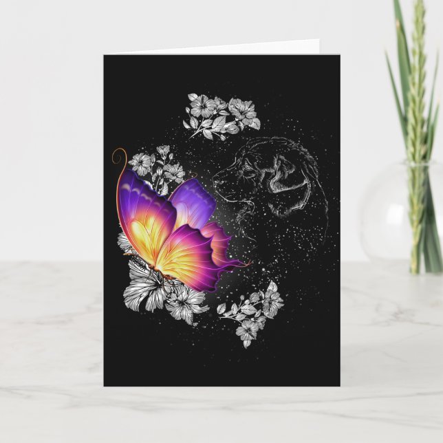 Cartão Beagles Cachorro Com Borboleta Cachorro No Memoria (Frente)