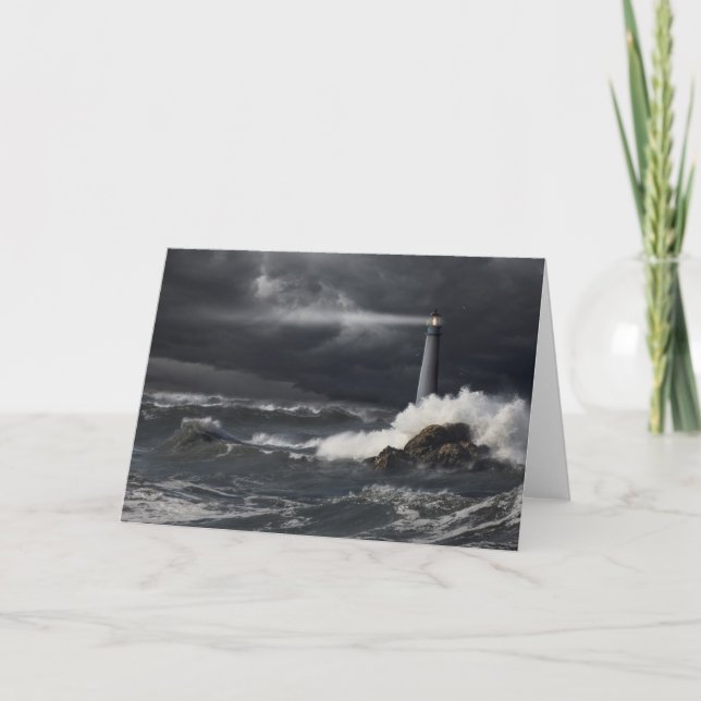 Cartão Beam of Light Shining into Stormy Ocean (Frente)