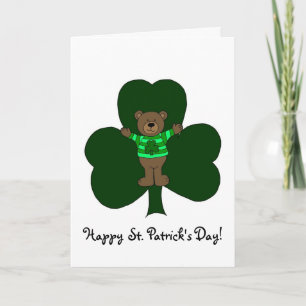 Cartão Bear and Shamrock on white