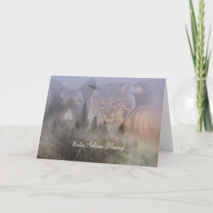 Cartão Bear Bobcat e Hawk Solstice Blessings